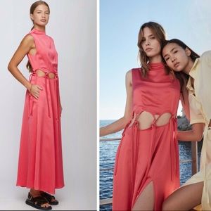 NWT Anna Quan Josie satin Maxi Dress in Raspberry Sz 6